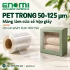 Minh họa cuộn PET trong và ứng dụng cửa sổ trên hộp giấy đựng khăn.