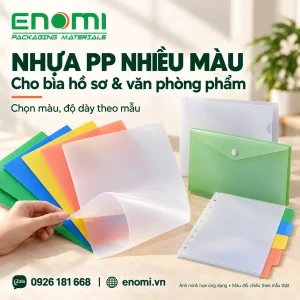 Minh họa tấm PP màu, bìa hồ sơ và phân trang; màu đối chiếu theo mẫu thật.