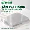 Minh họa tấm PET trong xếp phẳng, độ dày 0,18–0,5 mm cho gia công hộp nhựa gấp.