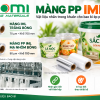 Màng PP IML ENOMI trắng bóng 70 micromet và mạ nhôm 90 micromet, minh họa thùng sơn PP và hộp PP